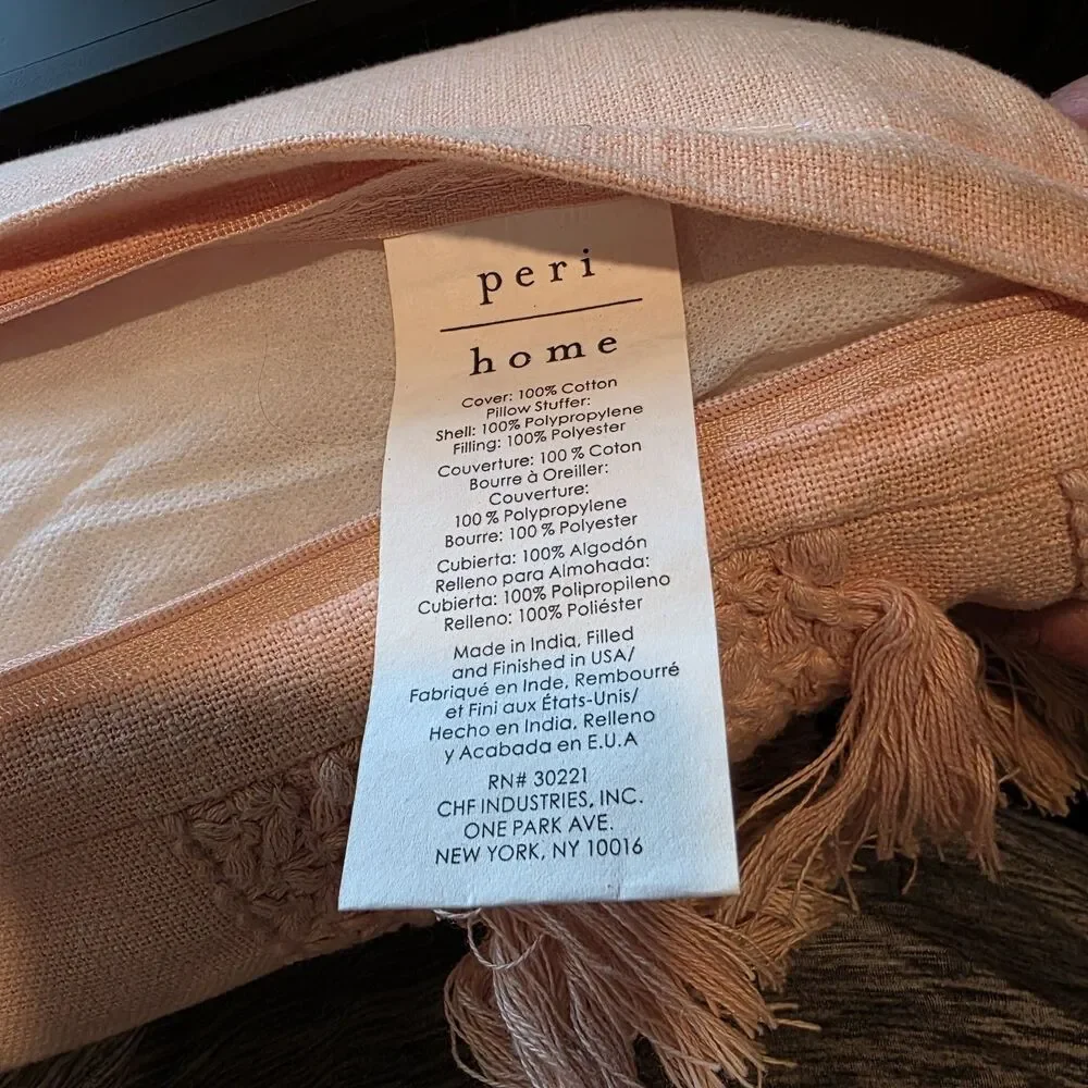 Macrame Fringe Blush Pink Decorative Oblong Throw Pillow 10x18